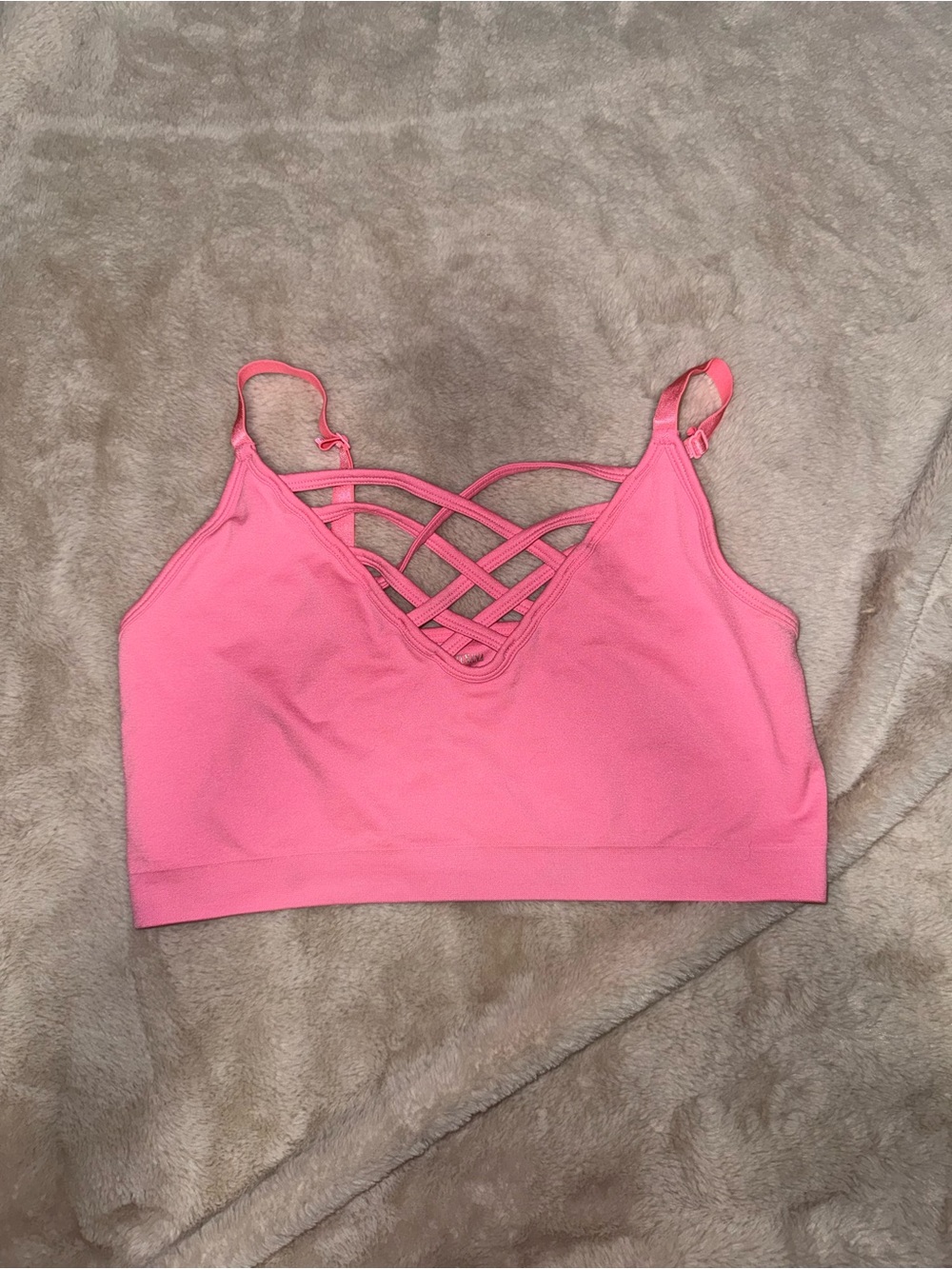 Zenana Outfitters Pink Crisscross Bralette